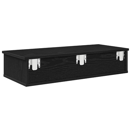 Scaffale a Parete con Cassetti Nero 80x31x17 cm in Truciolato