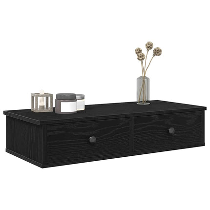 Scaffale a Parete con Cassetti Nero 80x31x17 cm in Truciolato