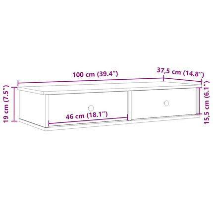 Scaffale a Parete con Cassetti Grigio 100x37,5x19 cm Truciolato