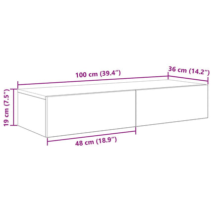 Scaffale a Parete con Cassetti Antico 100x36x19cm in Truciolato