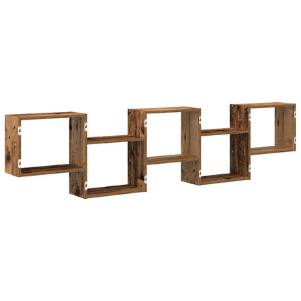 Mensola a Cubo da Parete 5 Scomparti Truciolato Legno Antico