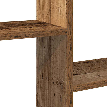 Mensola a Cubo da Parete 5 Scomparti Truciolato Legno Antico