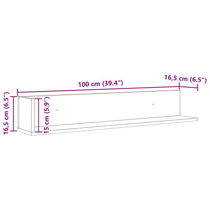 Mensole da Parete 2pz Nere 100x16,5x16,5 cm Legno Multistrato