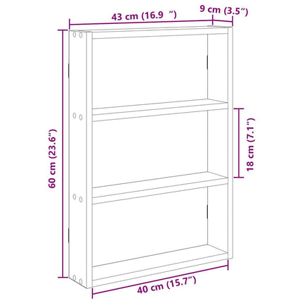 Scaffale a Parete Nero 43x9x60 cm in Legno Multistrato