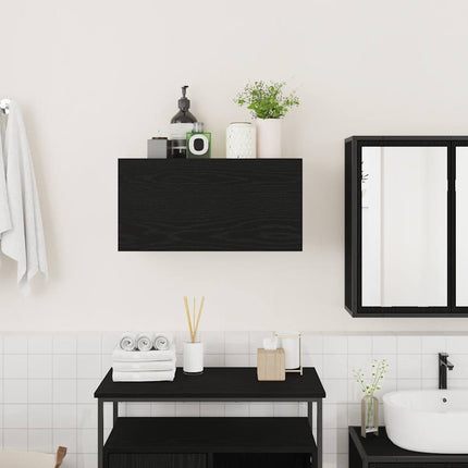 Mobile da Bagno a Parete Nero 60x25x30 cm in Legno Multistrato