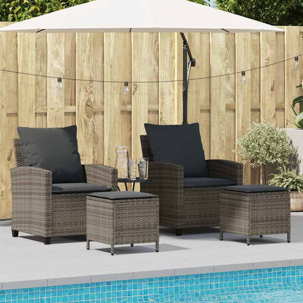 Set Divani da Giardino 4 pz con Cuscini in Polyrattan Grigio