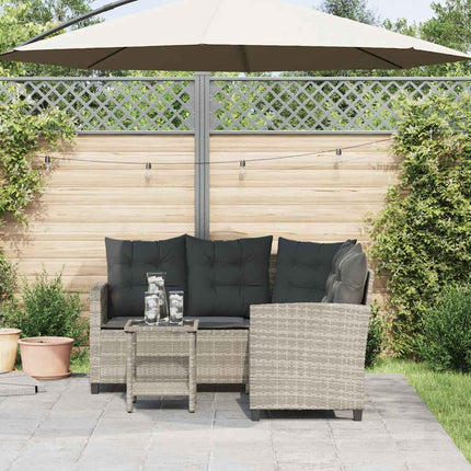 Divano Giardino Tavolo e Cuscini a L Grigio Chiaro Polyrattan