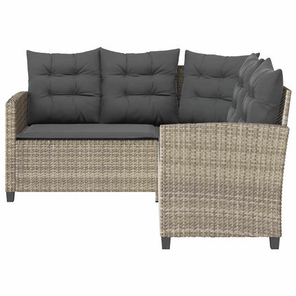 Divano Giardino Tavolo e Cuscini a L Grigio Chiaro Polyrattan