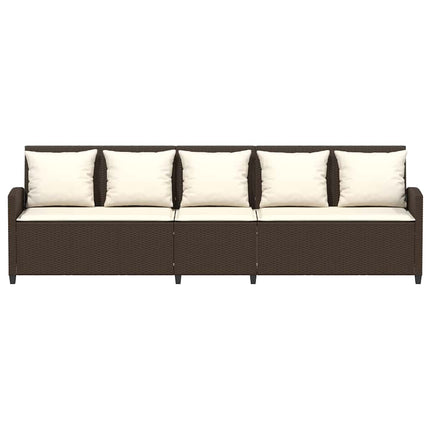 Divano da Giardino a 5 Posti con Cuscini in Polyrattan Marrone