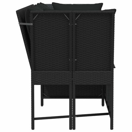 Divano da Giardino con Cuscini in Polyrattan Nero