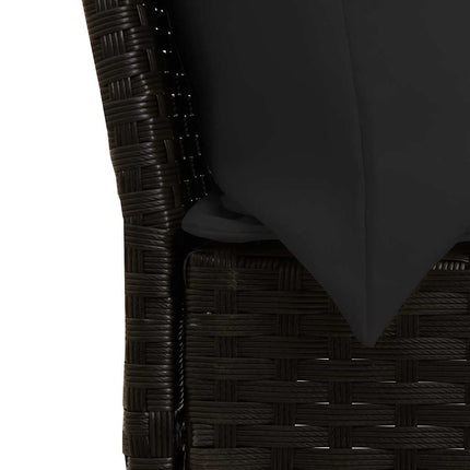 Divano da Giardino con Cuscini in Polyrattan Nero