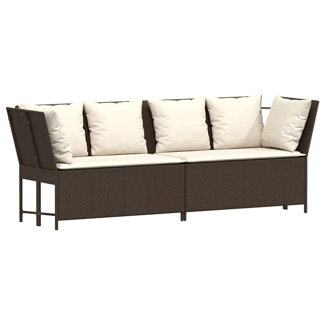 Divano da Giardino con Cuscini in Polyrattan Marrone