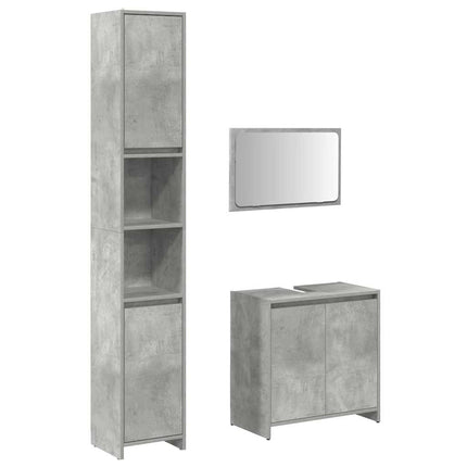 Set Mobili da Bagno 3 pz Grigio Cemento in Legno Multistrato