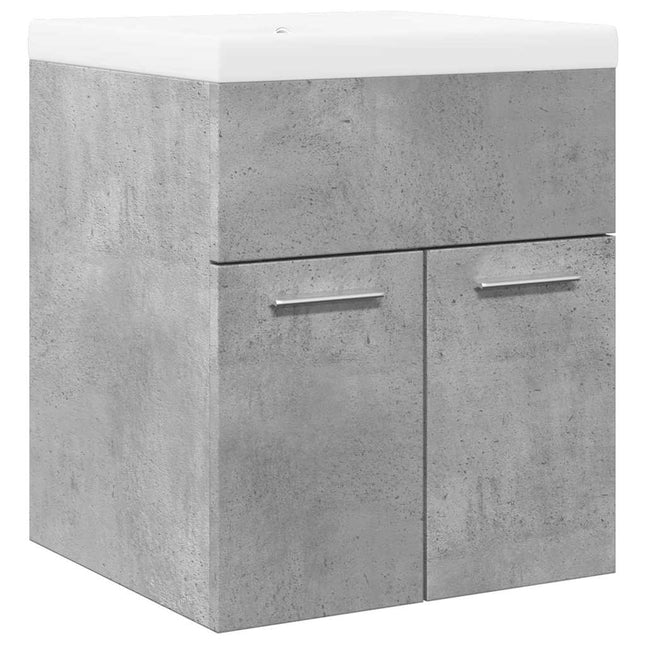 Set Mobili da Bagno 2 pz Grigio Cemento in Legno Multistrato