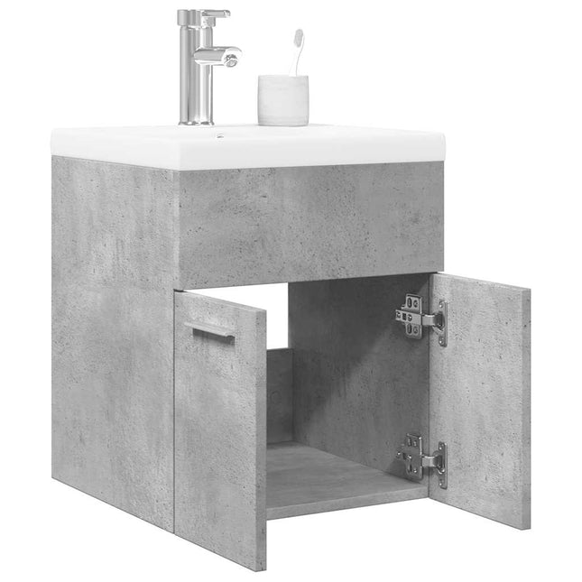 Set Mobili da Bagno 2 pz Grigio Cemento in Legno Multistrato