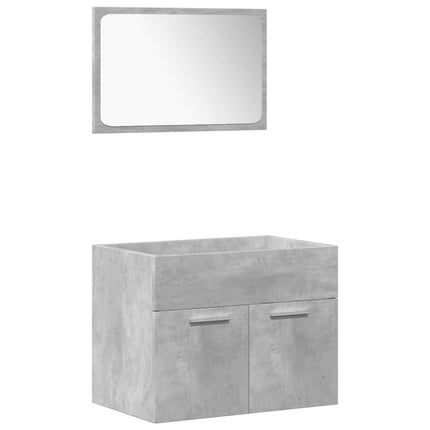 Set Mobili da Bagno 5 pz Grigio Cemento in Legno Multistrato
