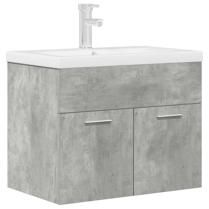 Mobile da Bagno con Lavabo Integrato e Rubinetto Grigio Cemento
