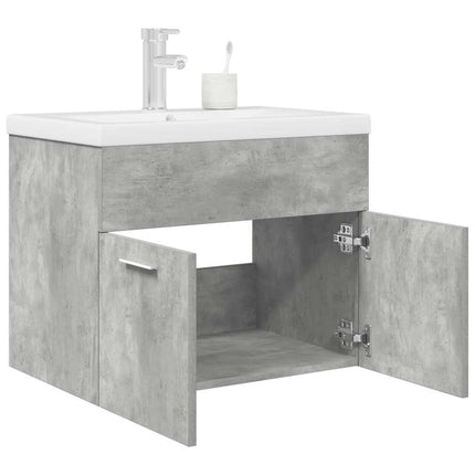 Mobile da Bagno con Lavabo Integrato e Rubinetto Grigio Cemento