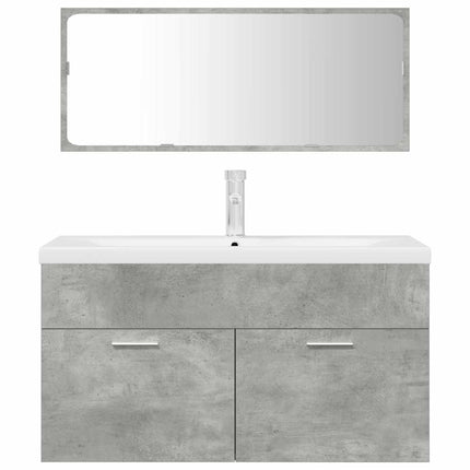 Set Mobili da Bagno 3 pz Grigio Cemento in Legno Multistrato
