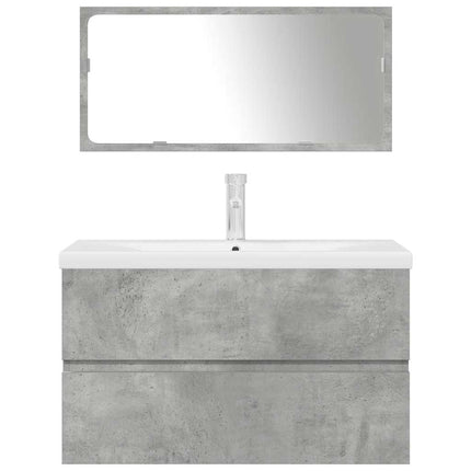 Set Mobili da Bagno 3 pz Grigio Cemento in Legno Multistrato