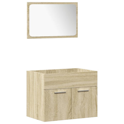 Set Mobili da Bagno 5 pz Rovere Sonoma in Legno Multistrato