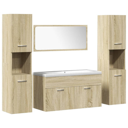 Set Mobili da Bagno 5 pz Rovere Sonoma in Legno Multistrato