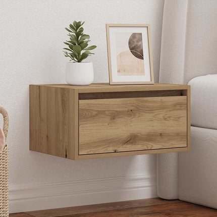 Comodino a Parete con luci LED Rovere Artigianale
