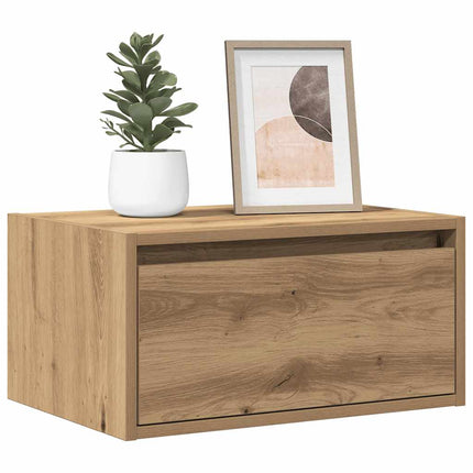Comodino a Parete con luci LED Rovere Artigianale