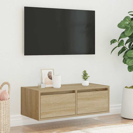 Mobile Porta TV con Luci LED Rovere Sonoma 75x35,5x25 cm
