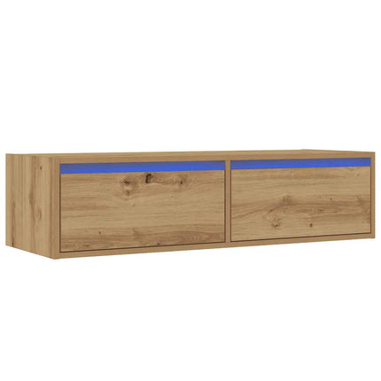 Mobile Porta TV con Luci LED Rovere Artigianale 100X35,5x25 cm