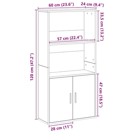 Libreria Rovere Nero 60x24x120 cm in Legno Multistrato