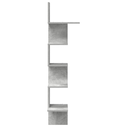 Scaffale Angolare a Muro Grigio Cemento 32x32x127,5 cm