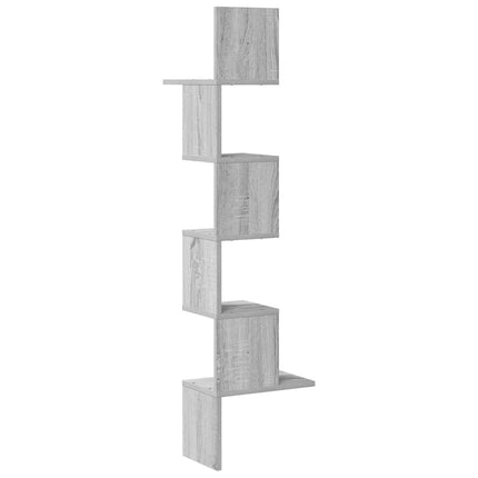 Scaffale Angolare Muro Grigio Sonoma 32x32x127,5 cm Truciolato