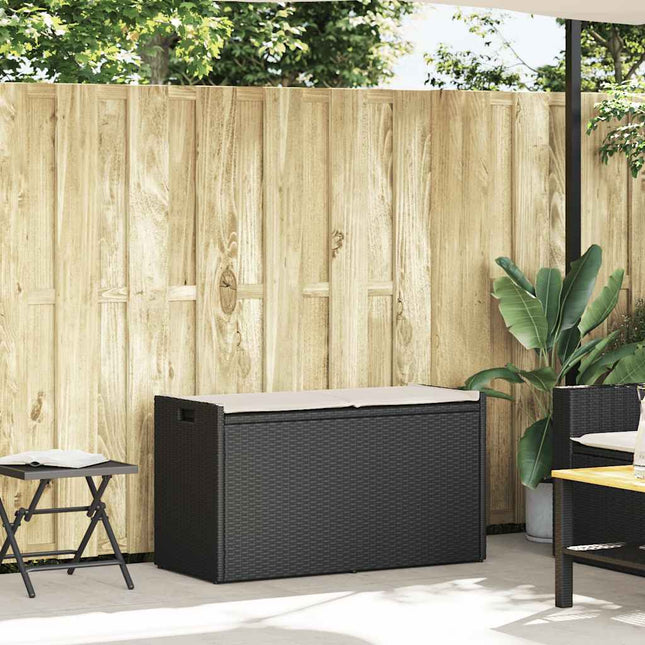 Cassapanca da Esterno con Cuscino Nera 100 cm in Polyrattan