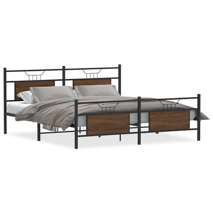 Giroletto senza Materaso in Metallo Rovere Marrone 183x213 cm