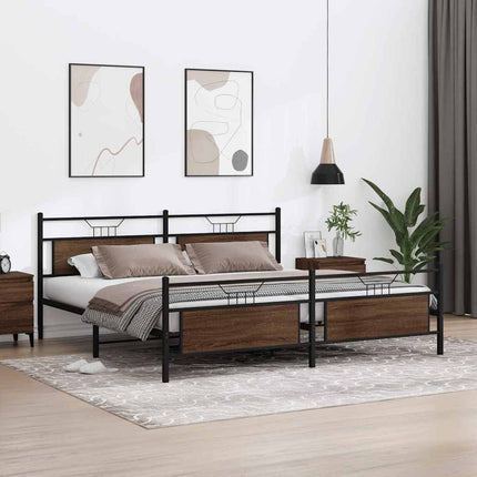Giroletto senza Materaso in Metallo Rovere Marrone 200x200 cm