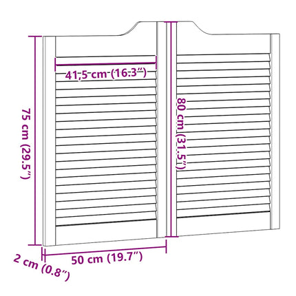 Porte a Battente 2-Paio Design a Lamelle 80x100cm Legno di Pino