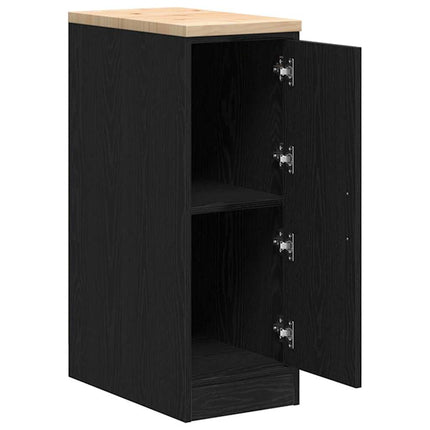 Armadietto da Garage Nero 30x51x85 cm in Legno Massello di Pino