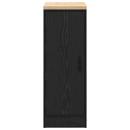 Armadietto da Garage Nero 30x51x85 cm in Legno Massello di Pino