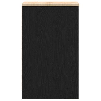 Armadietto da Garage Nero 30x51x85 cm in Legno Massello di Pino