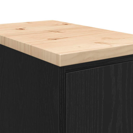 Armadietto da Garage Nero 30x51x85 cm in Legno Massello di Pino