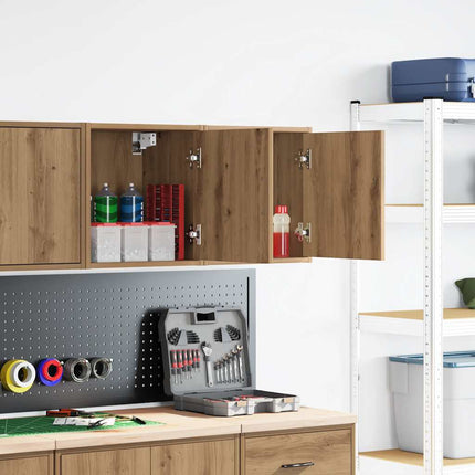 Pensili per Garage 2 pz Rovere Artigianale in Legno Multistrato
