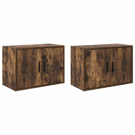 Pensili per Garage 2 pz Rovere Fumo in Legno Multistrato