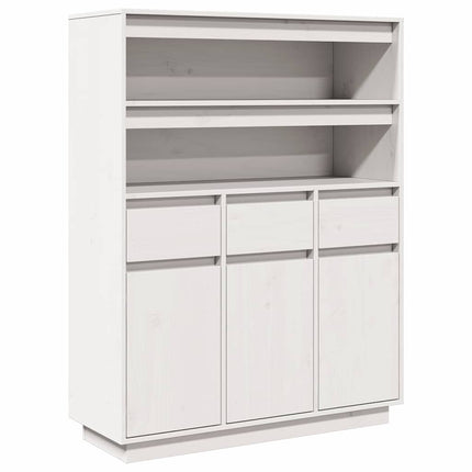 Credenza Bianca 89x34x116,5 cm in Legno Massello di Pino