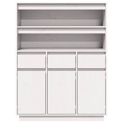 Credenza Bianca 89x34x116,5 cm in Legno Massello di Pino