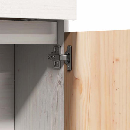 Credenza Bianca 89x34x116,5 cm in Legno Massello di Pino