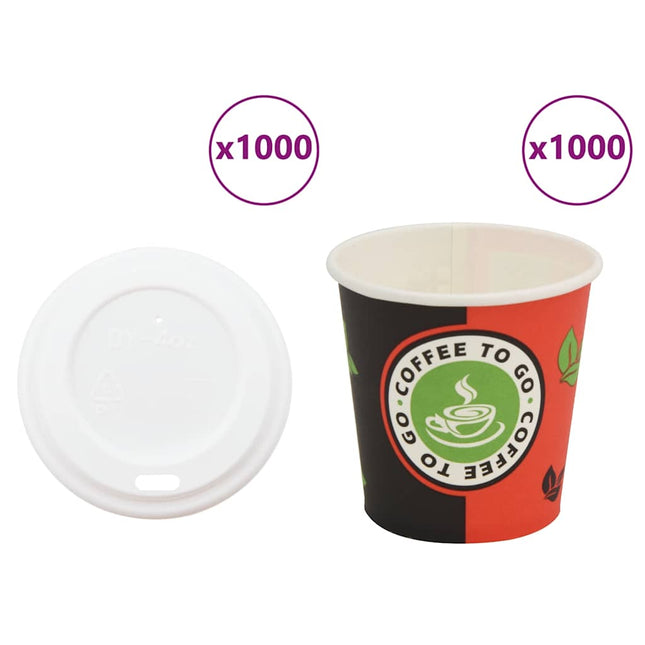 Tazze da CaffÃ¨ in Carta con Coperchi 1000 pz 4oz 120 ml