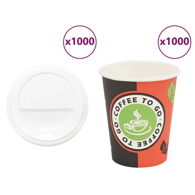Tazze da CaffÃƒÂ¨ in Carta con Coperchi 1000 pz 8oz 240 ml