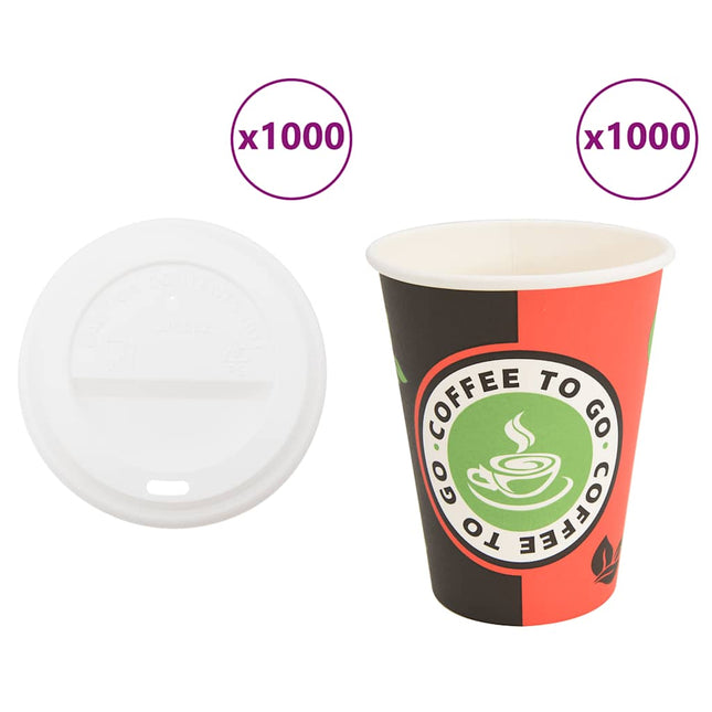 Tazze da CaffÃ¨ in Carta con Coperchi 1000 pz 4oz 100 ml