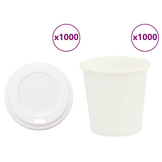 Tazze da CaffÃ¨ in Carta con Coperchi 1000 pz 4oz 100 ml